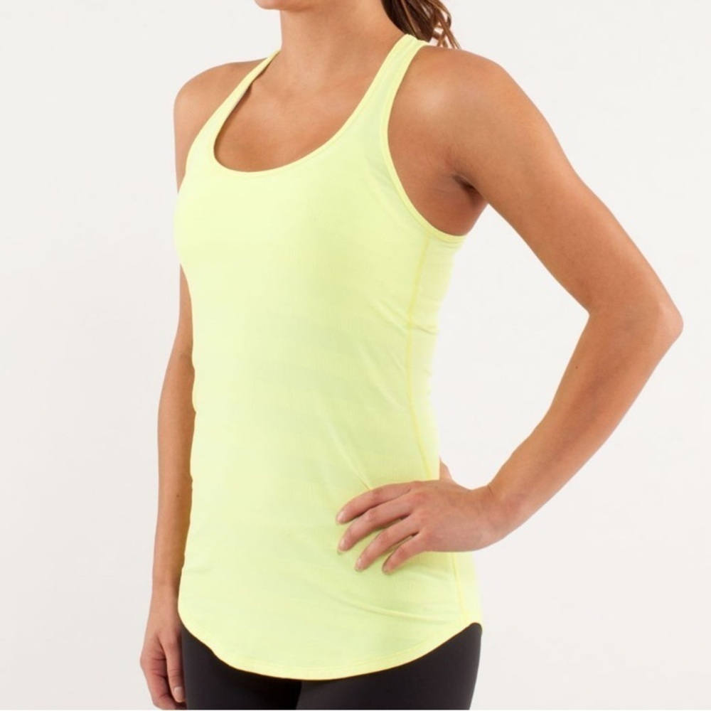 Lululemon Cool Racerback Tank Top *Striped Rib in Clarity Yellow